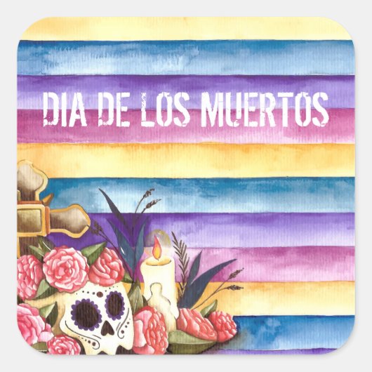 Floral Skull Dia de los Muertos | Aufkleber (Vorderseite)