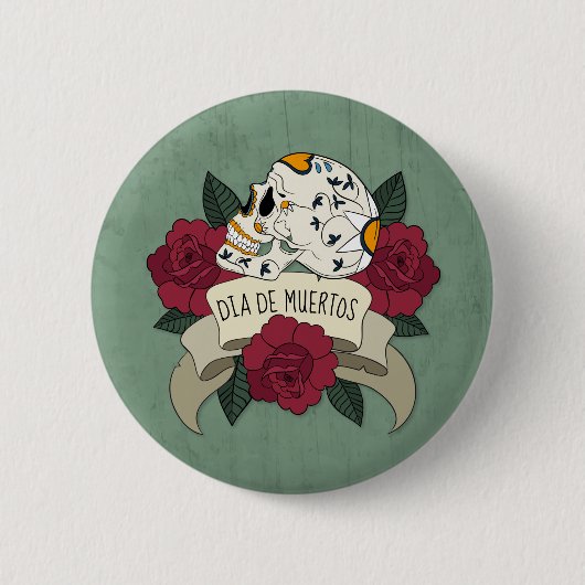 Floral Skull Dia de los Muertos | Button (Vorderseite)