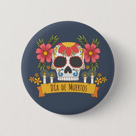 Floral Skull Dia de los Muertos | Button (Vorderseite)