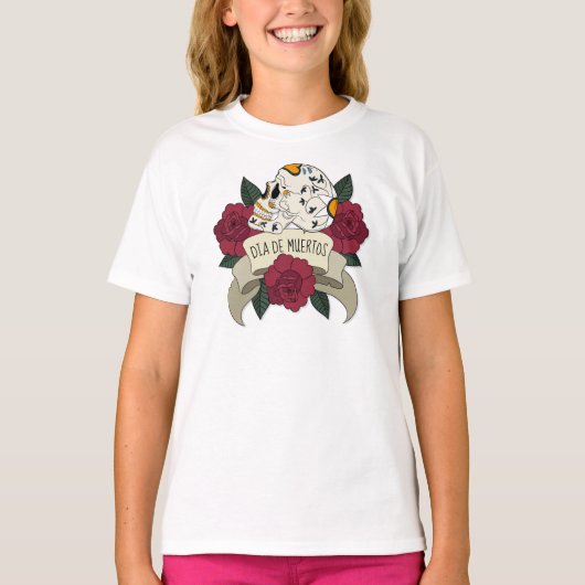 Floral Skull Dia de los Muertos Crew Shirt (Vorderseite)
