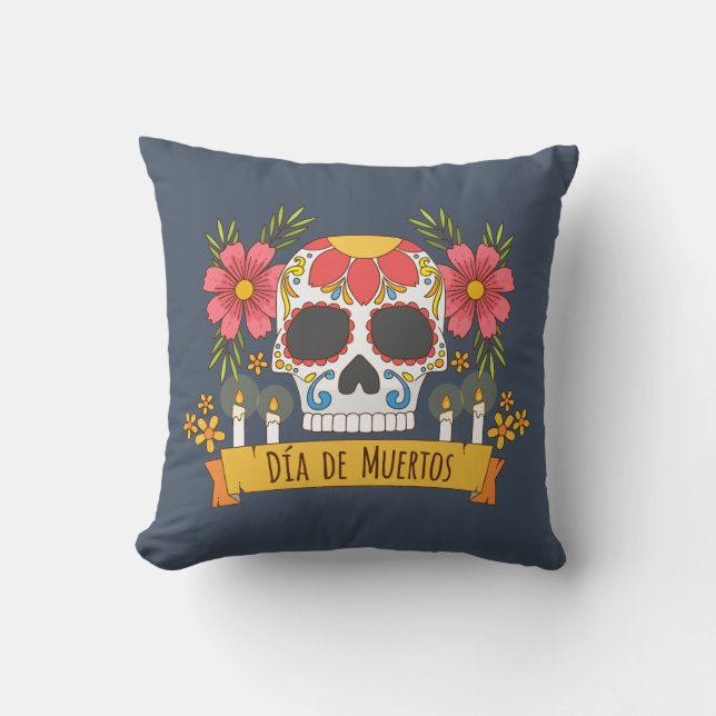 Floral Skull Dia de los Muertos | Dekokissen (Vorderseite)