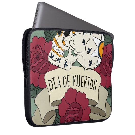 Floral Skull Dia de los Muertos | Laptop Sleeve (Vorne Rechts)