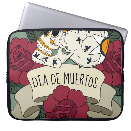 Floral Skull Dia de los Muertos | Laptop Sleeve (Vorderseite)