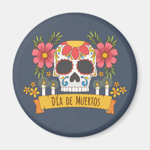 Floral Skull Dia de los Muertos   Magnet