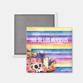Floral Skull Dia de los Muertos | Magnet (Vorderseite/Rückseite)