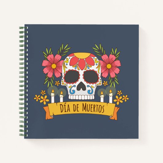 Floral Skull Dia de los Muertos | Notizbuch (Vorderseite)