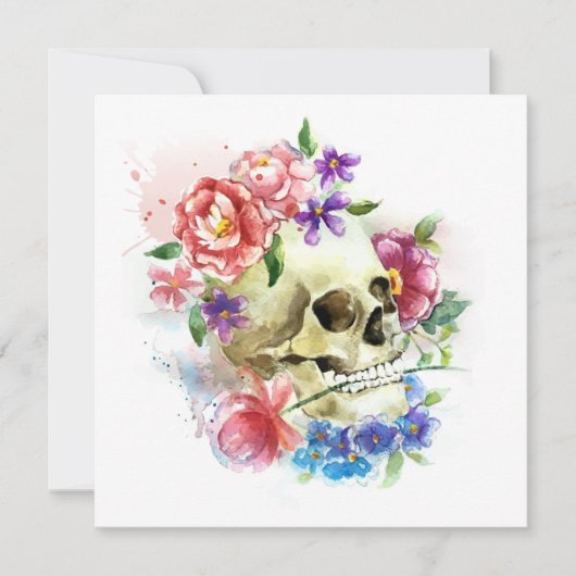 Floral Skull Dia de los Muertos | Party Einladung (Vorderseite)