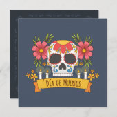 Floral Skull Dia de los Muertos | Party Einladung (Vorne/Hinten)