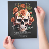 Floral Skull Dia De Los Muertos Party Einladung Flyer (Hand)