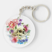 Floral Skull Dia de los Muertos | Schlüsselanhänge Schlüsselanhänger (Rückseite)