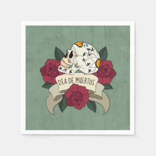 Floral Skull Dia de los Muertos   Serviette