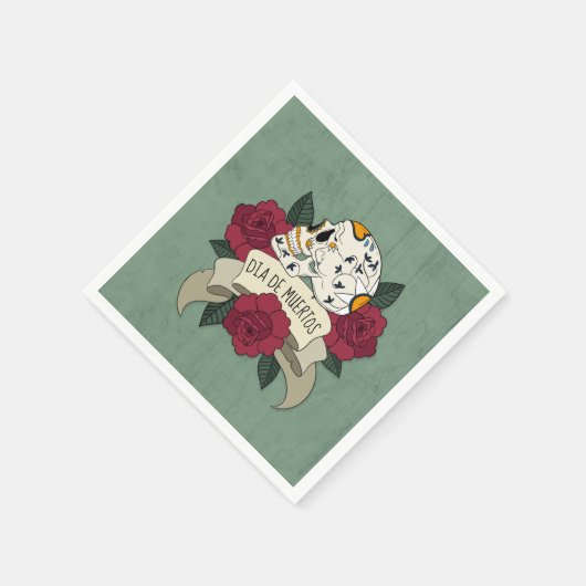 Floral Skull Dia de los Muertos | Serviette (Ecke)