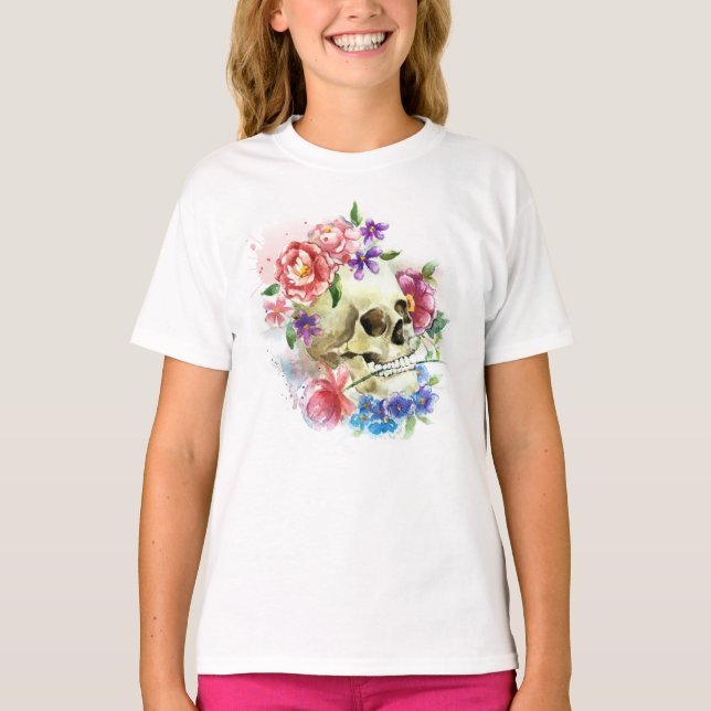 Floral Skull Dia de los Muertos | Sleeve Shirt (Vorderseite)