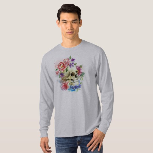 Floral Skull Dia de los Muertos | Sleeve Shirt (Vorne ganz)