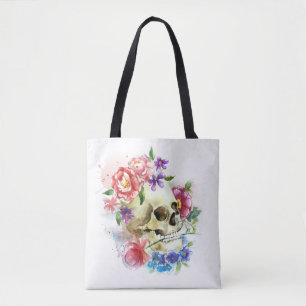 Floral Skull Dia de los Muertos   Tragetasche Tasche