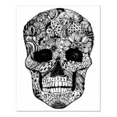 Floral Skull Doodle Gummistempel (Prägung)