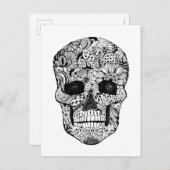 Floral Skull Doodle Postkarte (Vorne/Hinten)