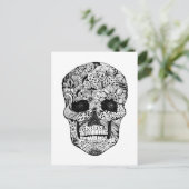 Floral Skull Doodle Postkarte (Stehend Vorderseite)
