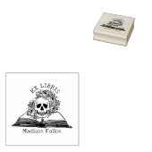 Floral Skull Ex Libris Library Book Gummistempel (Stempel)