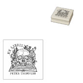 Floral Skull Ex Libris Library Book Gummistempel (Stempel)