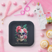 Floral Skull Faboolly Spooktacular Familienname Pappteller (Party)