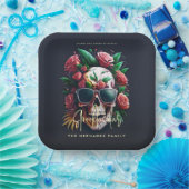 Floral Skull Faboolly Spooktacular Familienname Pappteller (Party)