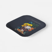 Floral Skull Faboolly Spooktacular Familienname Pappteller (Gewinkelt)