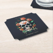 Floral Skull Faboolly Spooktacular Familienname Untersetzer (angewinkelt)