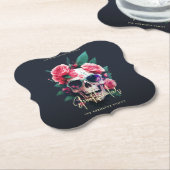 Floral Skull Faboolly Spooktacular Familienname Untersetzer (angewinkelt)
