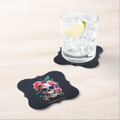 Floral Skull Faboolly Spooktacular Familienname Untersetzer (Vor Ort)