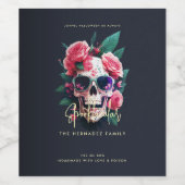 Floral Skull Faboolly Spooktacular Familienname Weinetikett (Einzelnes Label)
