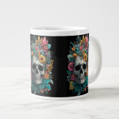 Floral Skull – Goth Botanical Art Specialty Mug Jumbo-Tasse (Vorderseite Rechts)
