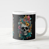 Floral Skull – Goth Botanical Art Specialty Mug Jumbo-Tasse (Rechts)