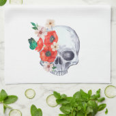 Floral Skull Goth Geschirrtuch (Gefaltet)