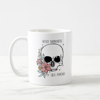 Floral Skull Goth "Hello Darkness" Art Kaffeetasse