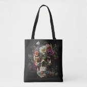 Floral Skull Goth Pagan Monogram Tasche (Vorderseite)