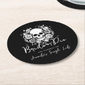 Floral Skull Gothic Black Bachelorette Party  Runder Pappuntersetzer (Angewinkelt)