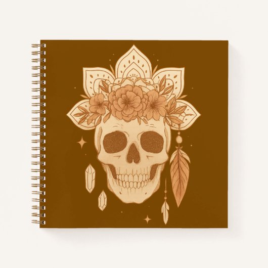 Floral Skull Halloween Boho Notizblock (Vorderseite)