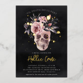 Floral Skull Halloween-Brautparty Folieneinladung (Vorderseite)