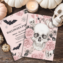 Floral Skull Halloween Einladung