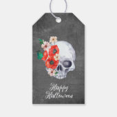 Floral Skull Halloween Geschenkanhänger (Vorderseite)