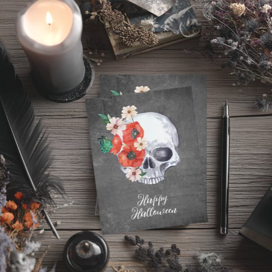 Floral Skull Halloween Karte