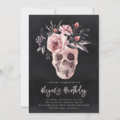 Floral Skull Halloween Party Einladung (Vorderseite)