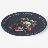 FLORAL SKULL Halloween-Party Family Name Custom Pappteller (Schrägansicht)