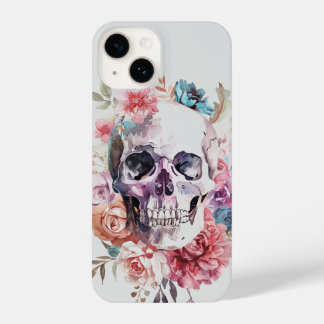 Floral Skull Handy Fall, Goth iPhone Case 14 Hülle