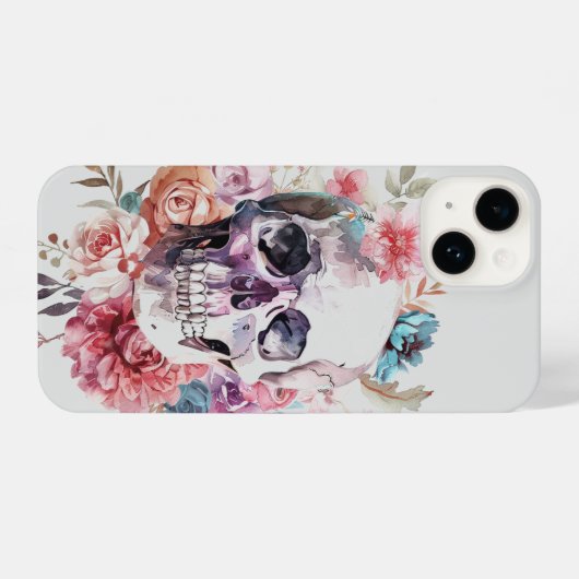 Floral Skull Handy Fall, Goth iPhone Case iPhone Hülle (Rückseite (Horizontal))