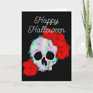 Floral Skull Happy Halloween Gruß Karte