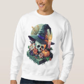 Floral Skull mit Hexenhut Pixel Art Sweatshirt (Vorderseite)