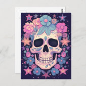 Floral Skull Postkarte (Vorne/Hinten)
