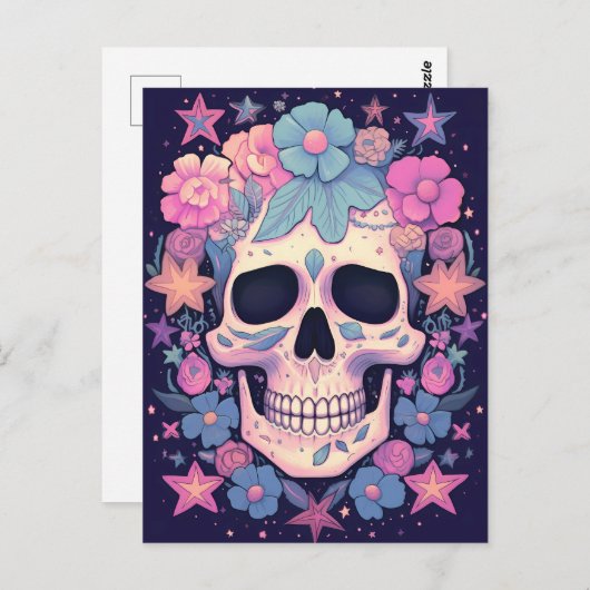 Floral Skull Postkarte (Vorne/Hinten)